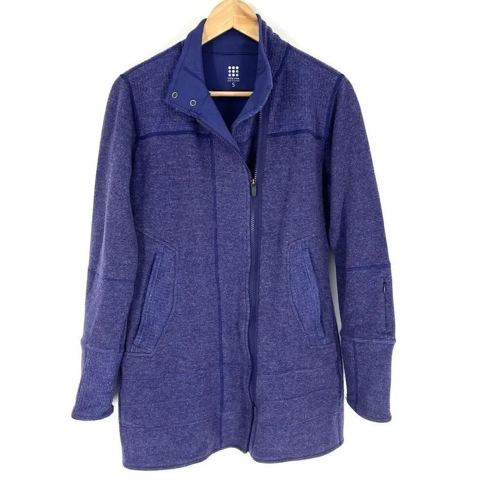 Title Nine Swacket Sweater Jacket Size Small Purple Wool Knit Full Zip Outdoor